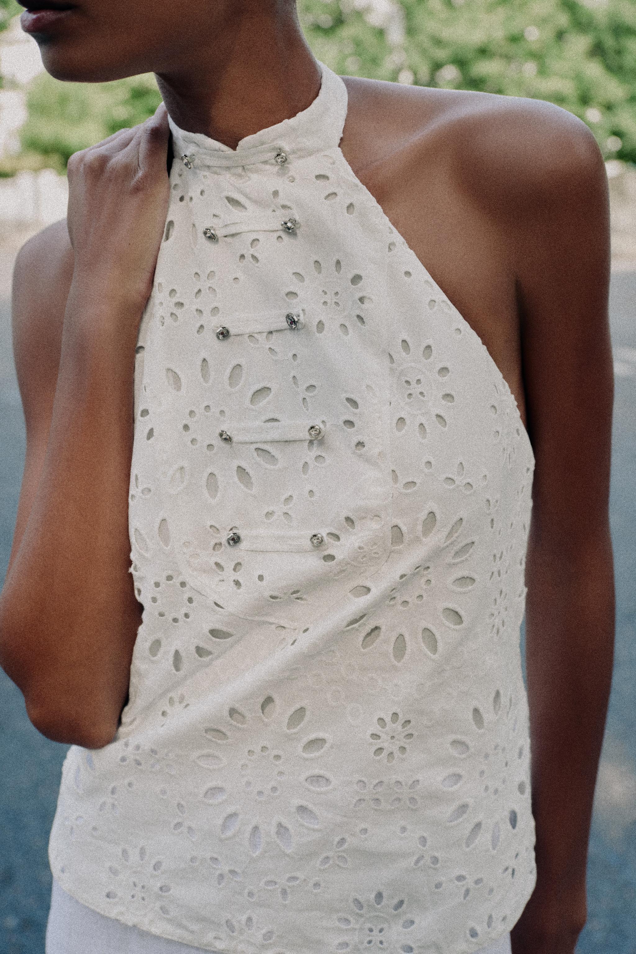 COMBINED OPENWORK EMBROIDERED DRESS