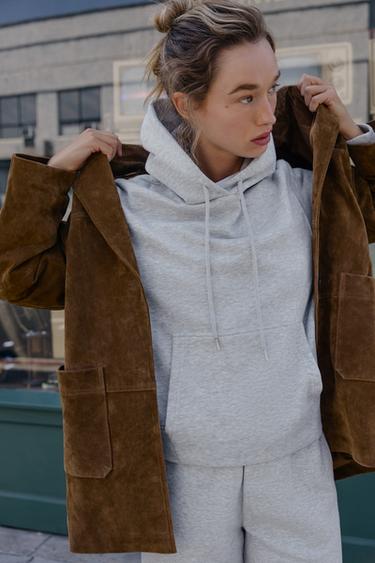 SWEAT BASIQUE À CAPUCHE - Gris chiné de Zara - Image 3