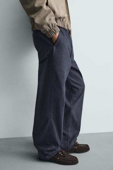 PANTALON CHINO À PASSANTS COUPE DÉCONTRACTÉE - Bleu de Zara - Image 4