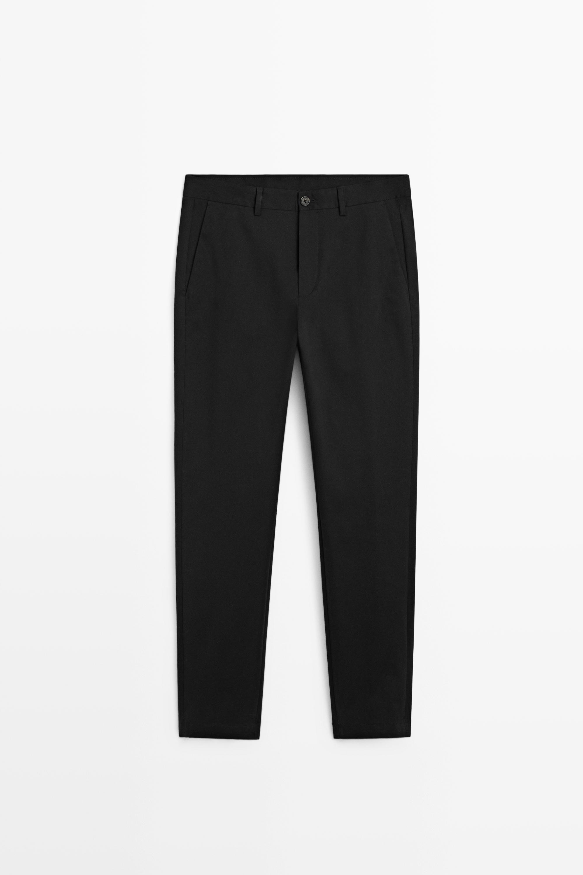 Cotton blend slim fit pants — Black