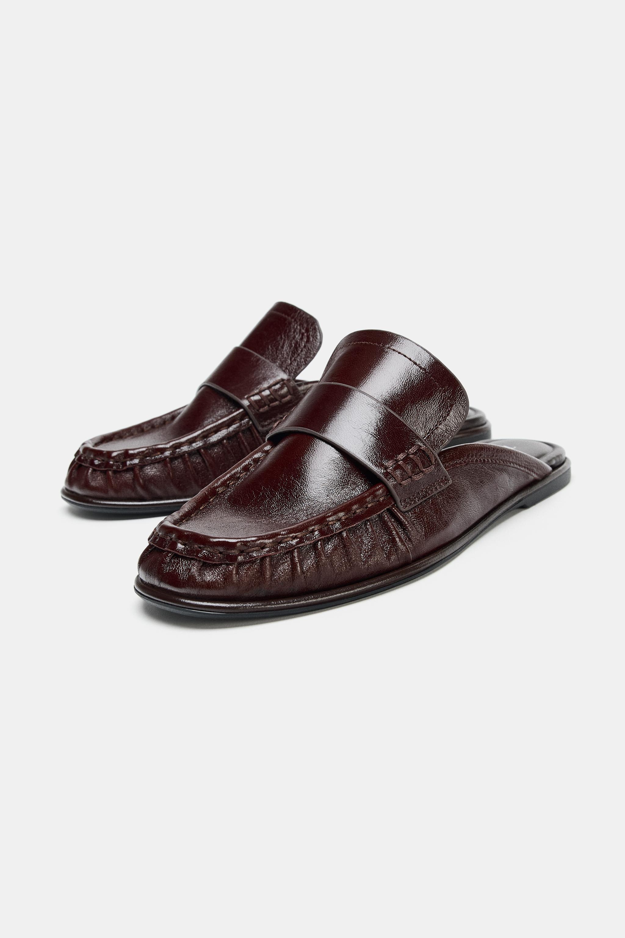 LEATHER SLINGBACK LOAFERS