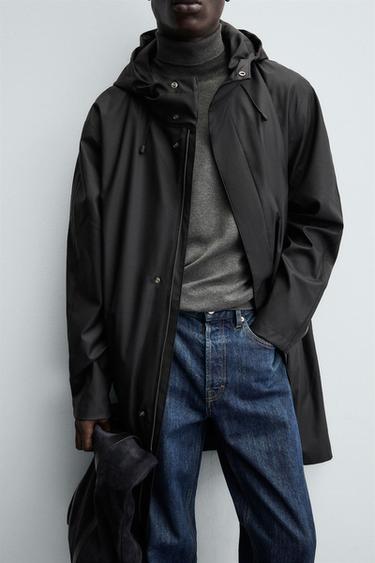 PARKA EFFET GOMME CAPUCHE - Noir de Zara - Image 4