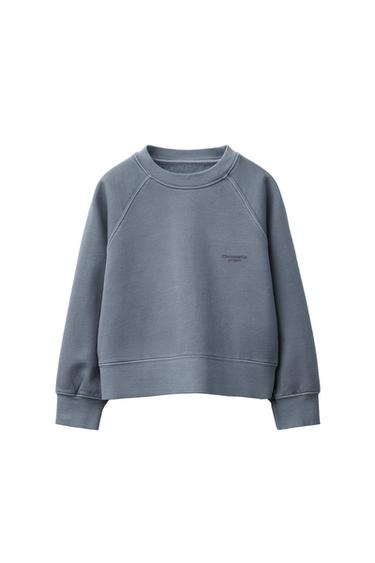 FADED-EFFECT SLOGAN SWEATSHIRT - Light blue by Zara