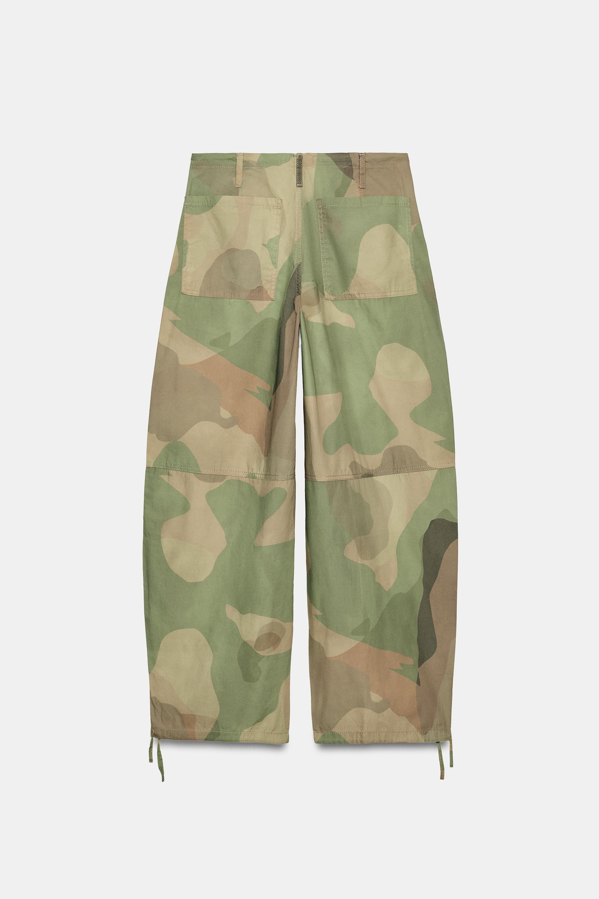 Zara Desenli Büzgü İpli Geniş Paça Pantolon görsel 4