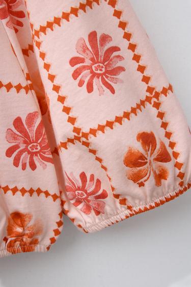 PRINTED CROPPED T-SHIRT - Coral by Zara - Image 3