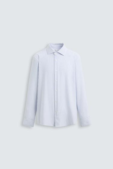 ÁO SƠ MI DÁNG REGULAR FIT - Màu trắng/Xanh hải quân từ Zara