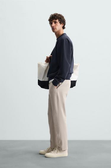 Zara JOGGER WAIST STRETCH PANTS - Beige