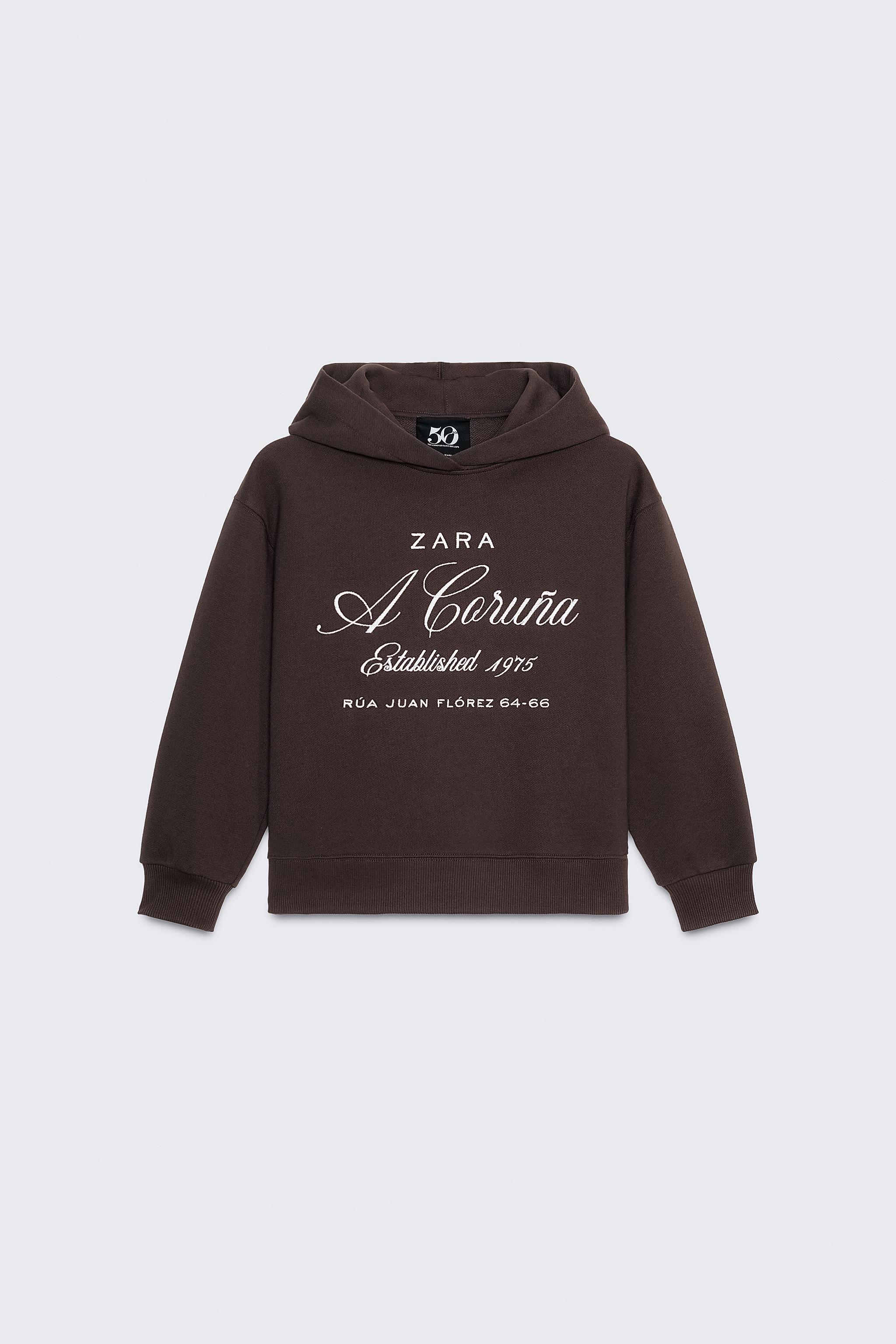 50TH ANNIVERSARY EMBROIDERED TEXT HOODIE - Black | ZARA