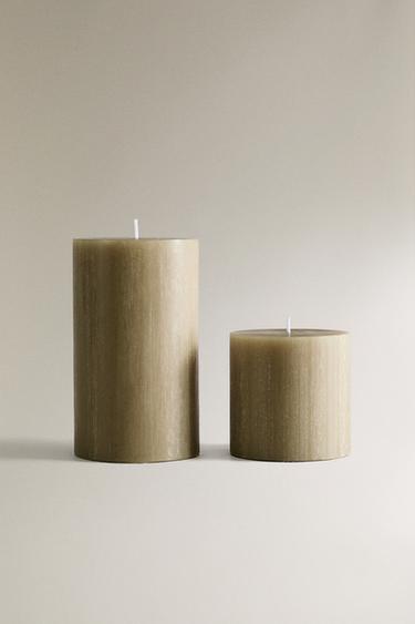 Zara DECORATIVE CYLINDRICAL CANDLE - Gray green - Image 0