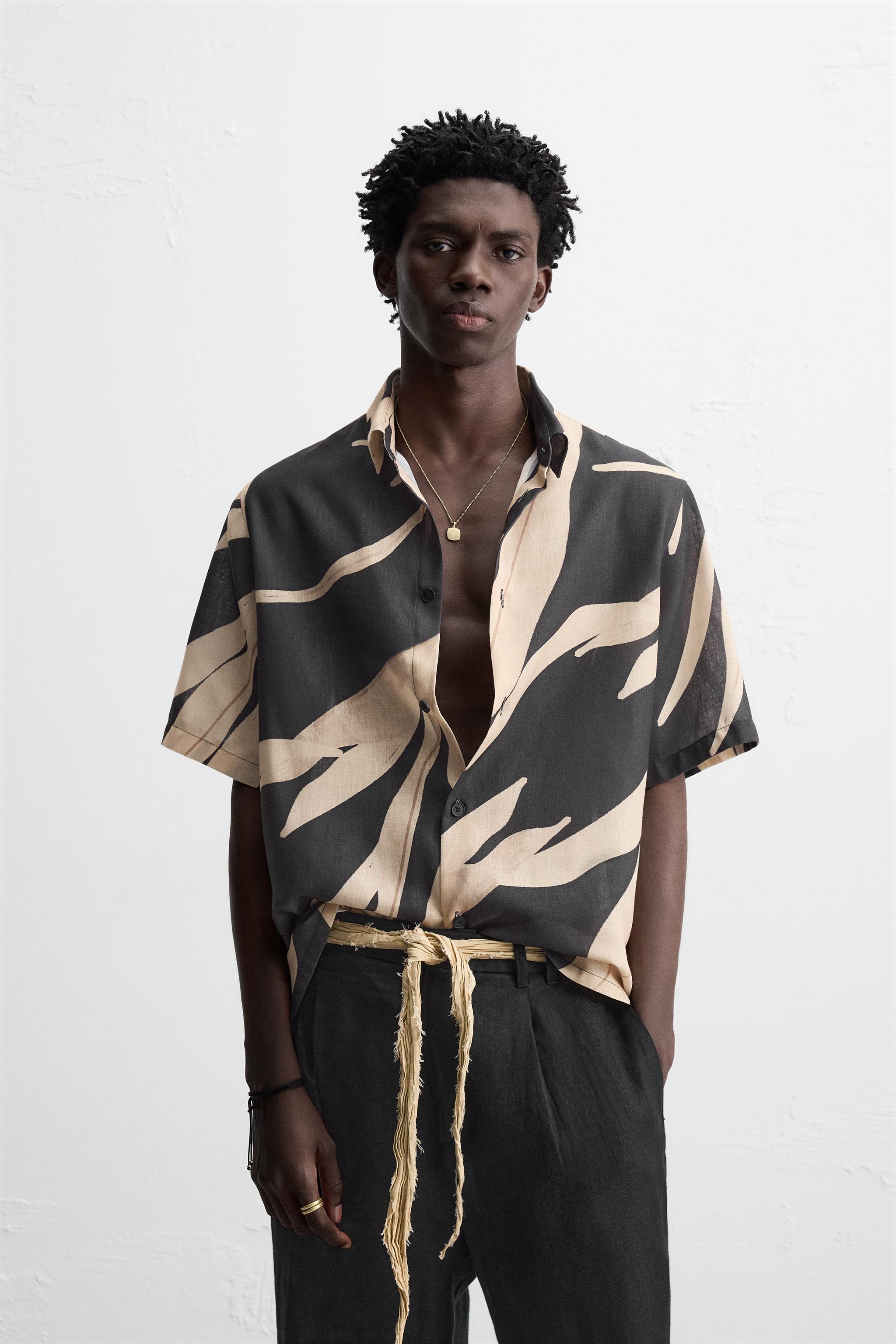 ZARA リーフ柄シャツ 4922/607 LEAF PRINT SHIRT - Black | ZARA United States