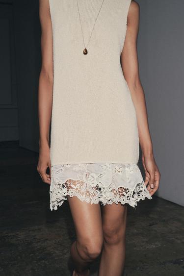 CONTRAST KNIT DRESS - Ecru by Zara