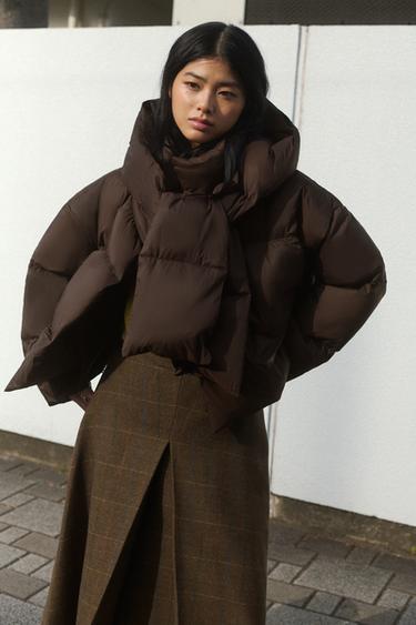 PLUMÍFERO CAPUCHA PLUMA PLUMÓN WATER REPELLENT WINDPROOF - Marrón de Zara