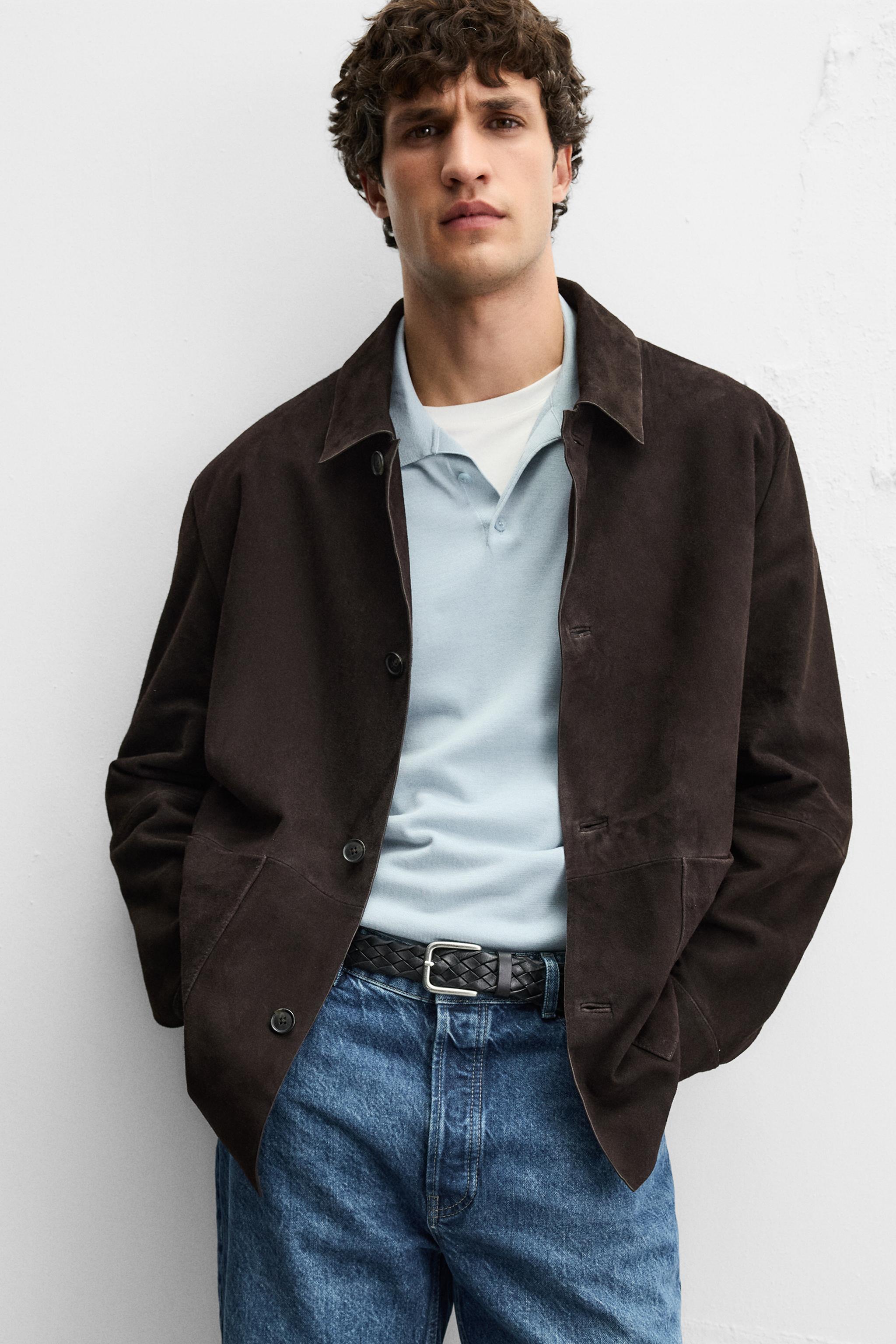 スエードレザージャケット - ダークブラウン | ZARA Japan / 日本