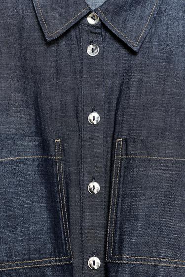 LINEN BLEND SAFARI SHIRT - Indigo by Zara - Image 7