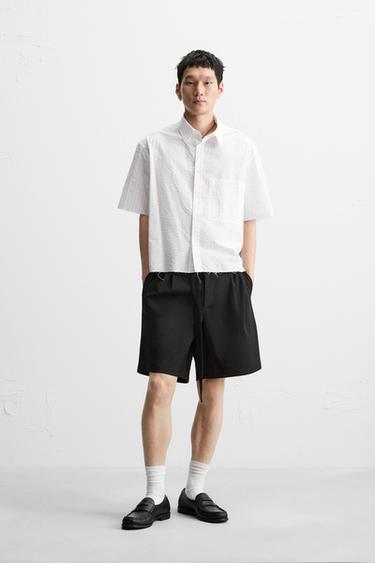 PLEATED BERMUDA SHORTS WITH BELT - Black by Zara