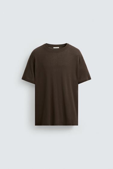 T-SHIRT COTON TEXTURÉ - Marron de Zara - Image 5
