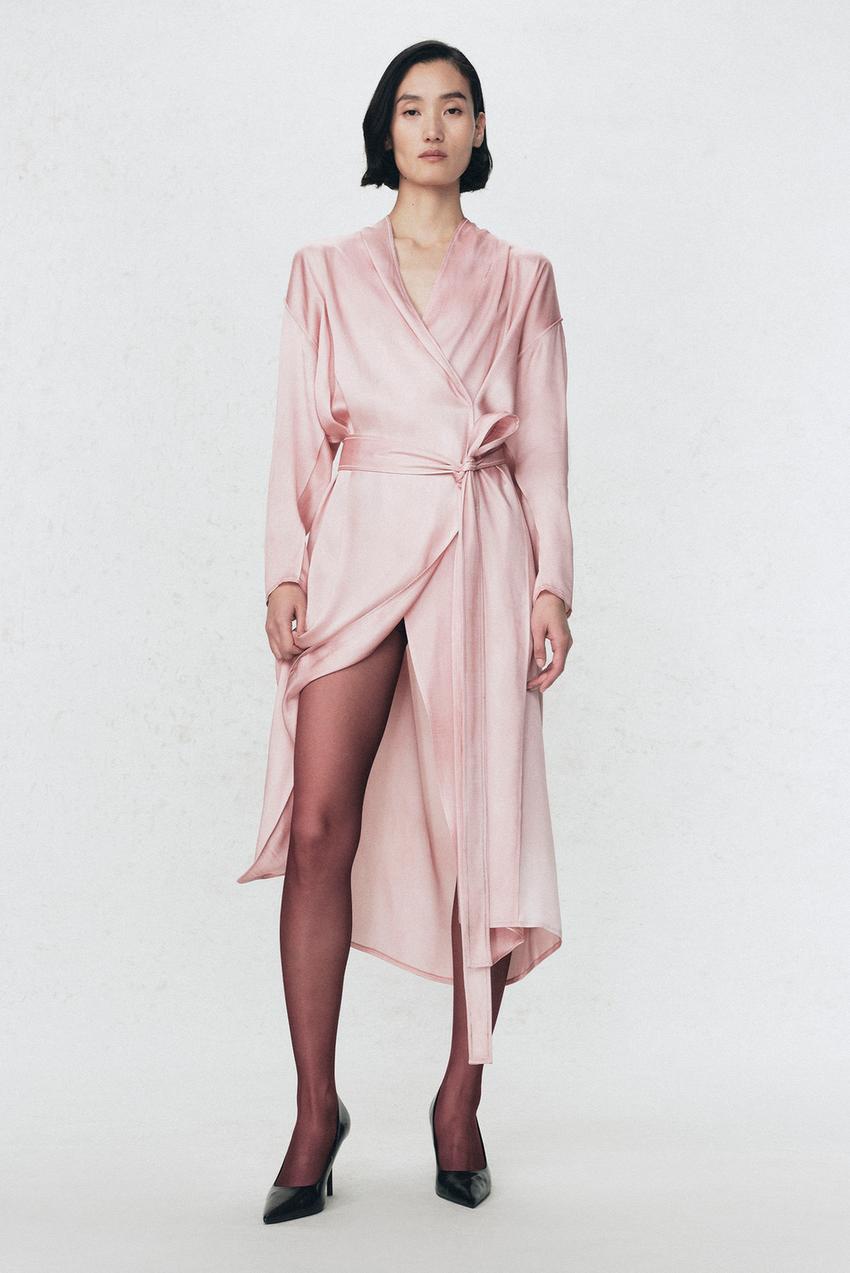 SOSHIOTSUKI X ZARA SATIN BELTED DRESS - Pink | ZARA Spain SOSHIOTSUKI X ZARA SATIN BELTED DRESS - Pink | ZARA Spain