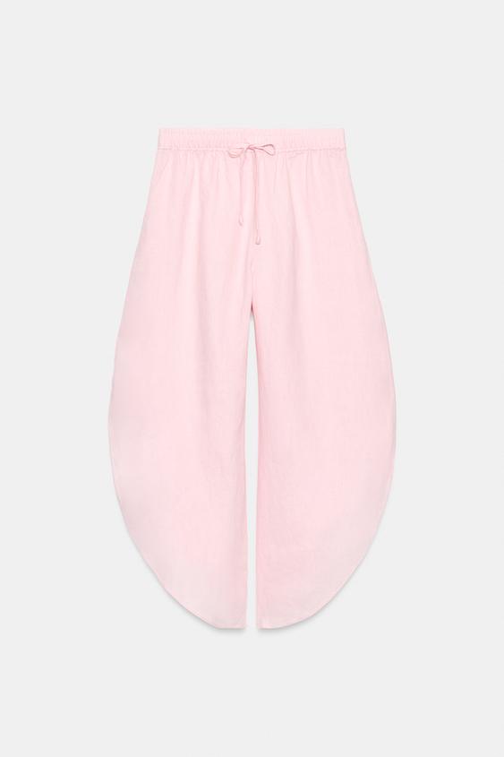 ZW COLLECTION 100% LINEN TROUSERS WITH VENTS - Pink by Zara - Image 0