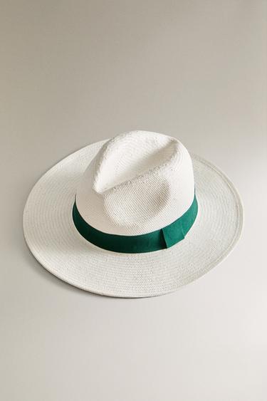 PAPER HAT WITH CONTRAST RIBBON - Ecru by Zara - Image 1