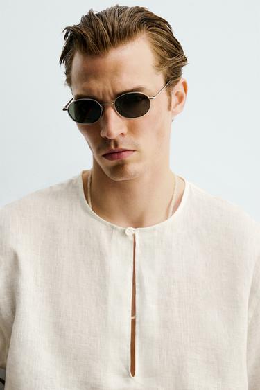 CHEMISE RELAXED FIT 100% LIN - Blanc cassé de Zara - Image 4