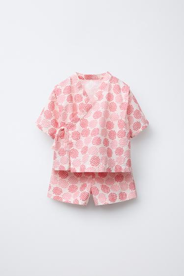 9-18 MONTHS/ FLORAL PRINT KIMONO AND BERMUDA SET - Ecru by Zara - Image 0