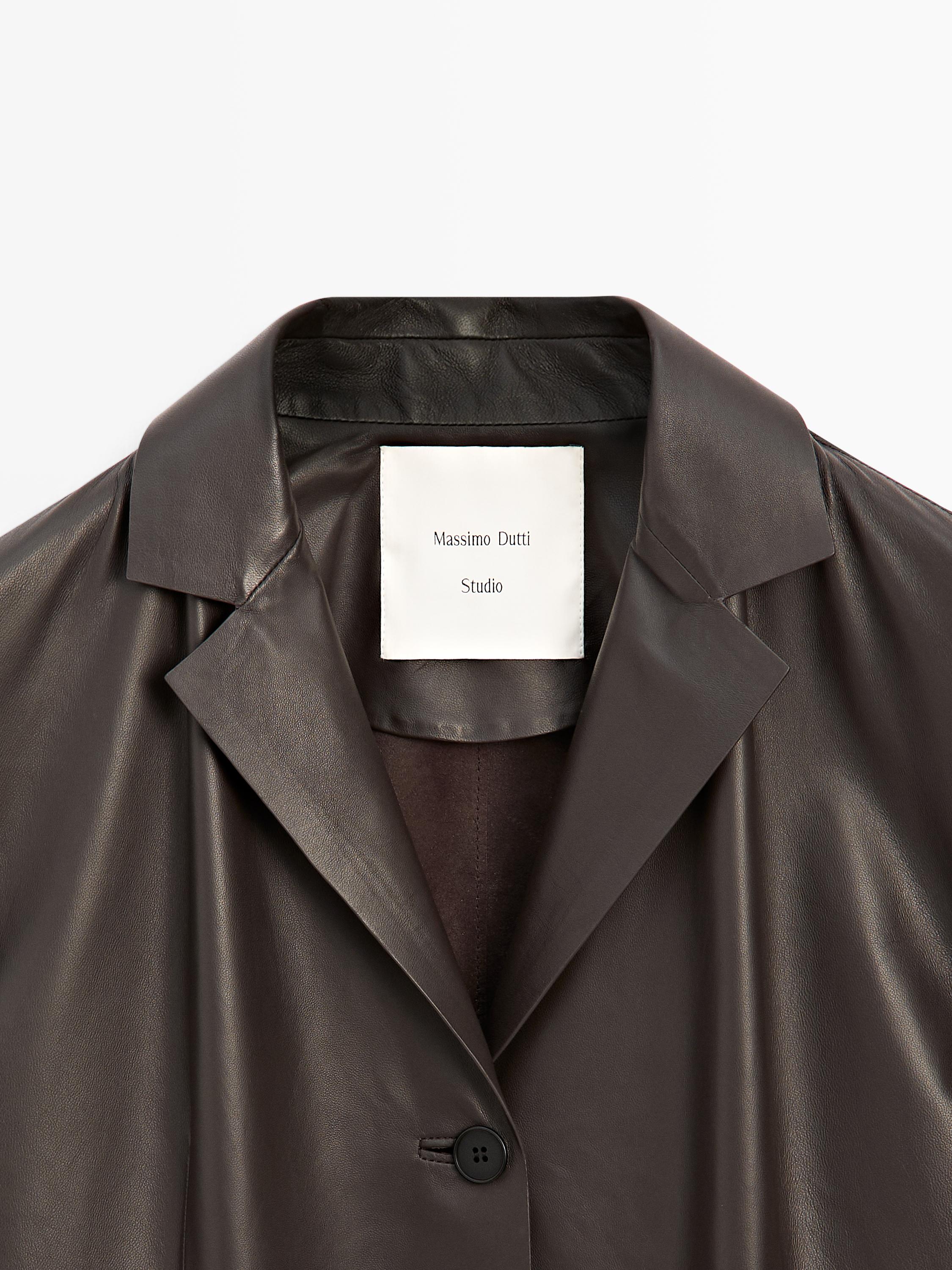 Blazer à col revers en cuir - STUDIO