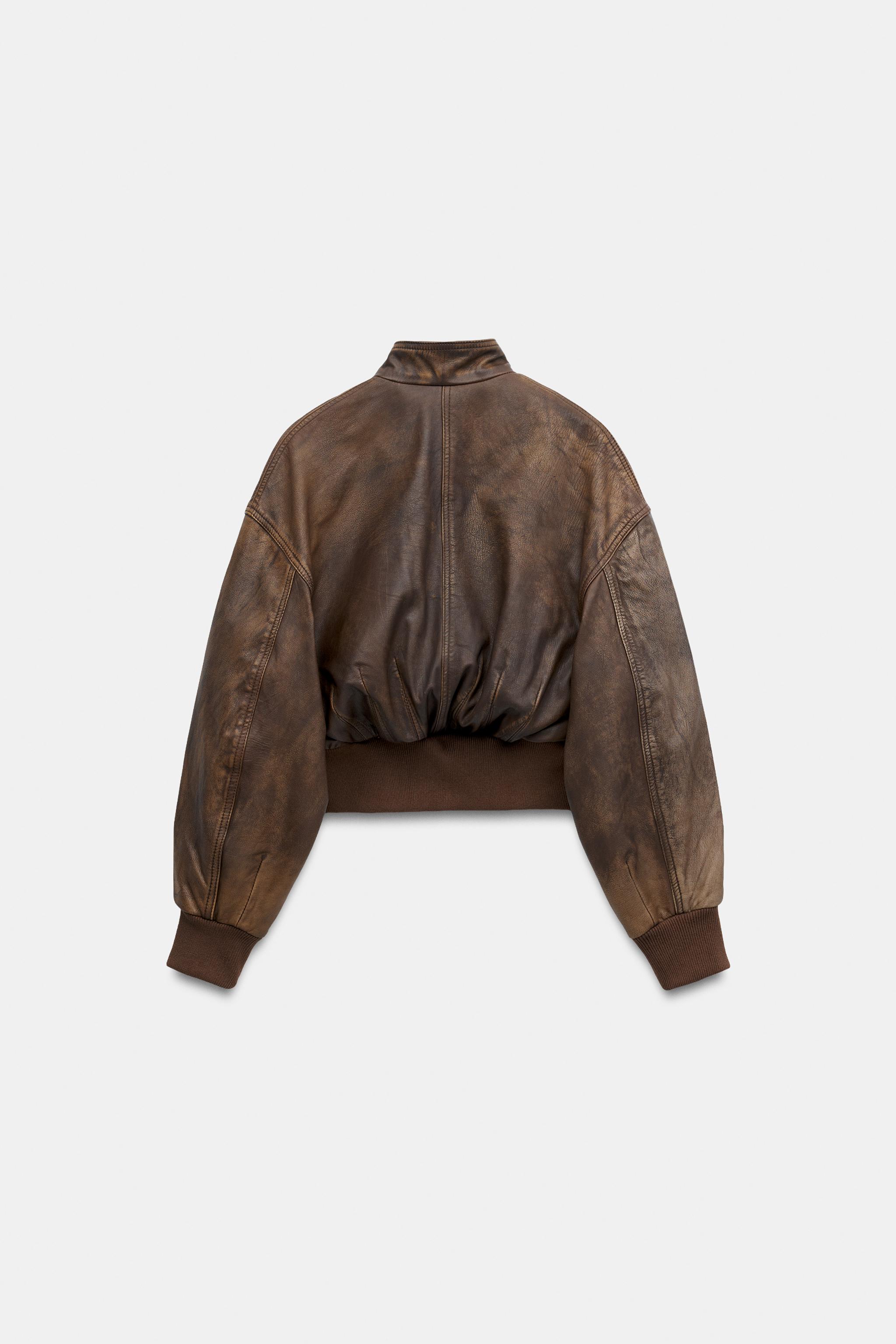 ZW COLLECTION 100% LEATHER CROPPED JACKET