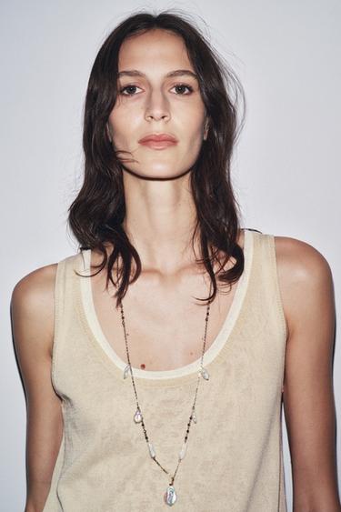 Zara PEARL CHAIN NECKLACE - Gold / Silver