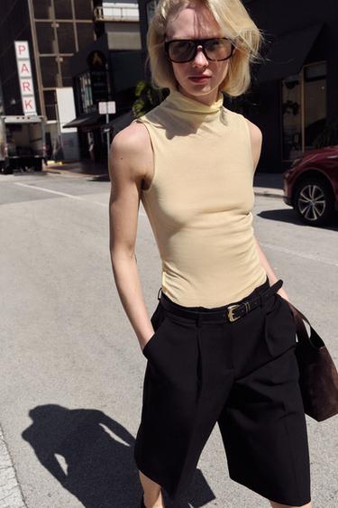 BERMUDA LONGUE AVEC CEINTURE - Noir de Zara - Image 2