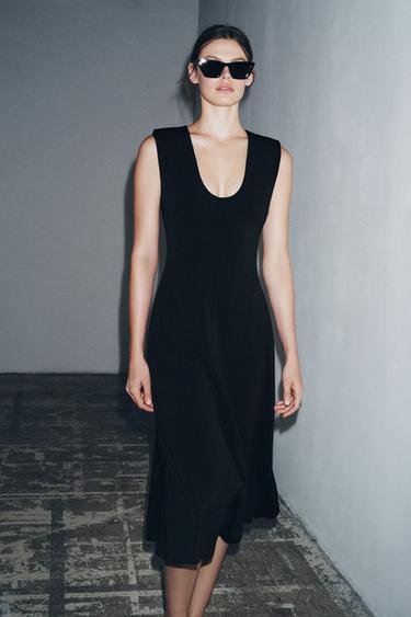 CREPE MIDI DRESS - Black by Zara - Image 3
