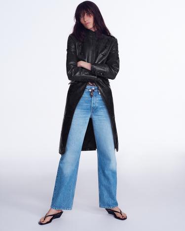 ZW COLLECTION 100% LEATHER BIB JACKET - Black by Zara
