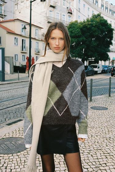 JUPE-CULOTTE CROISÉE MATIÈRE SYNTHÉTIQUE - Noir de Zara - Image 3