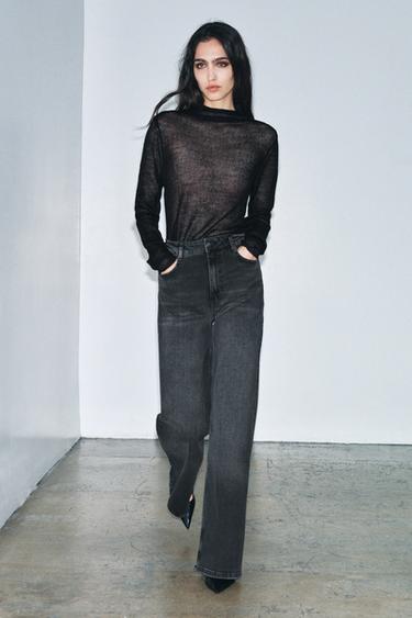 JEAN ZW COLLECTION JAMBE LARGE TAILLE HAUTE - Gris de Zara