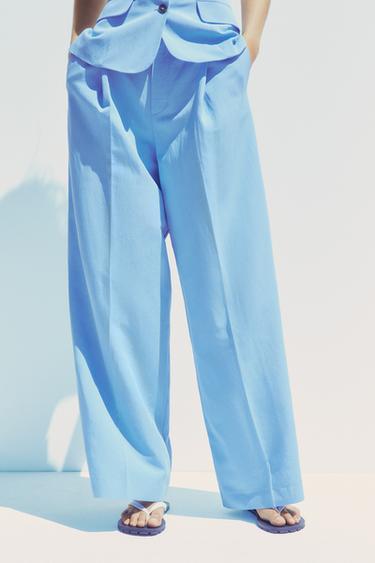 PLEATED TROUSERS - Sky blue by Zara