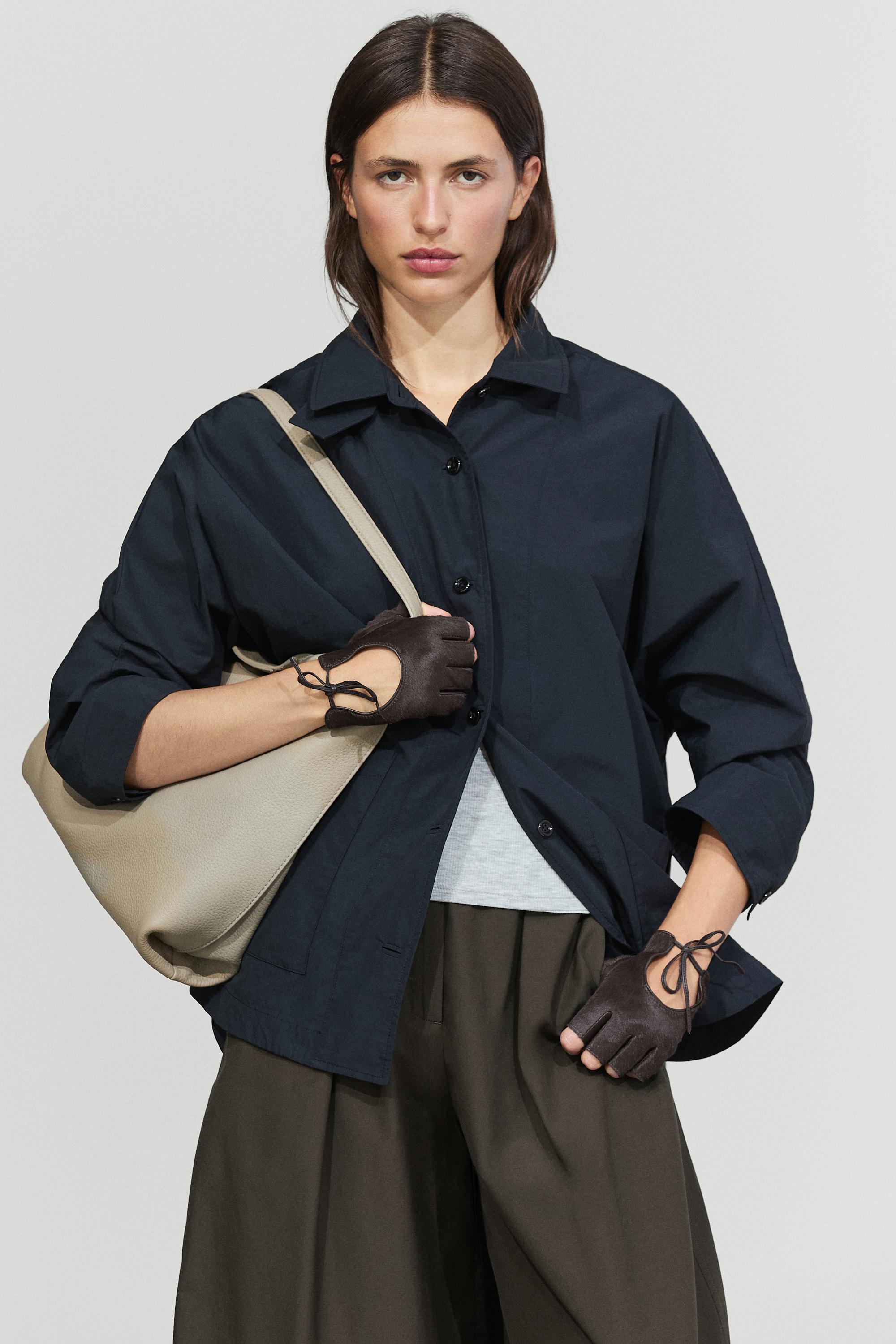 Gants style motard en cuir et fourrure