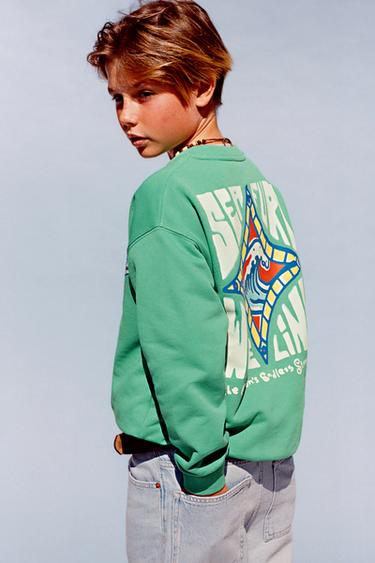 FELPA STAMPA SURF - Verde di Zara