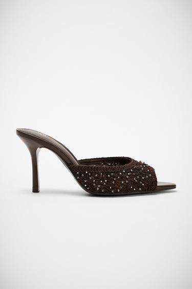 SANDÀLIES TEIXIT BRILLANTORS - Marró de Zara
