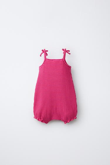 STRIPED FLORAL ROMPER - Fuchsia by Zara - Image 1