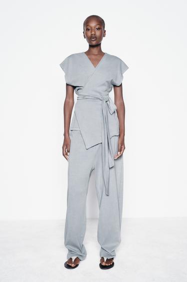 PANTALON DÉLAVÉ HEAVY COTTON - Gris / Bleu de Zara - Image 0