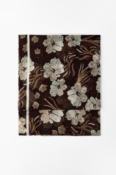 FLORAL PRINT SCARF - Brown by Zara