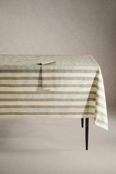 TAFELKLEED MET KANT EN STREPEN - GROENACHTIG van Zara - Afbeelding 0