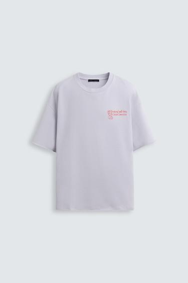 SUDADERA LAVADA TEXTOS - Malva claro de Zara