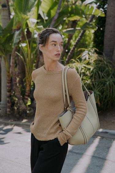 Zara MAXI SHOPPER BAG - Beige