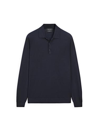Zara Wool knit sweater with polo collar - Navy blue