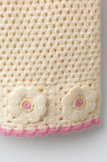 CROCHET KNIT CULOTTES WITH FLOWERS - Ecru by Zara - Image 3