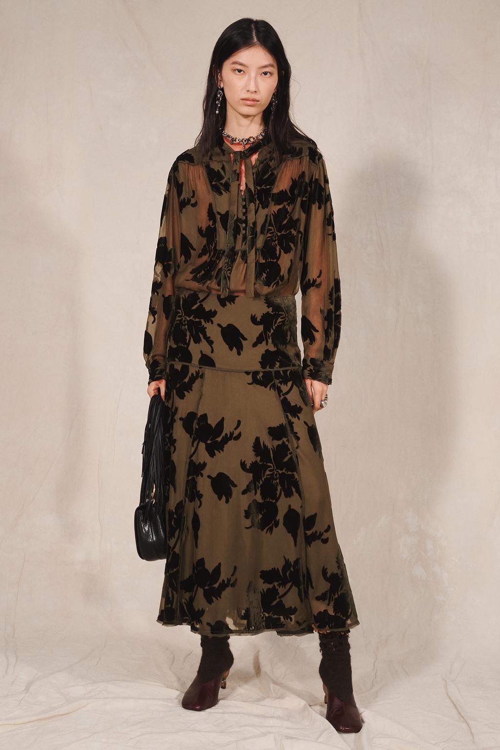LIMITED EDITION DEVORÉ FLORAL SKIRT