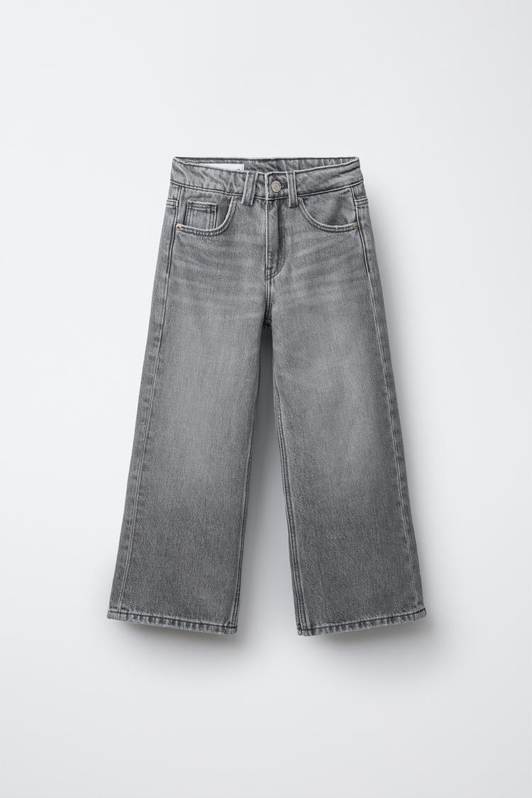 Vaqueros Anchos Pantalones Vaqueros Grises Mujer Zara Pantalones