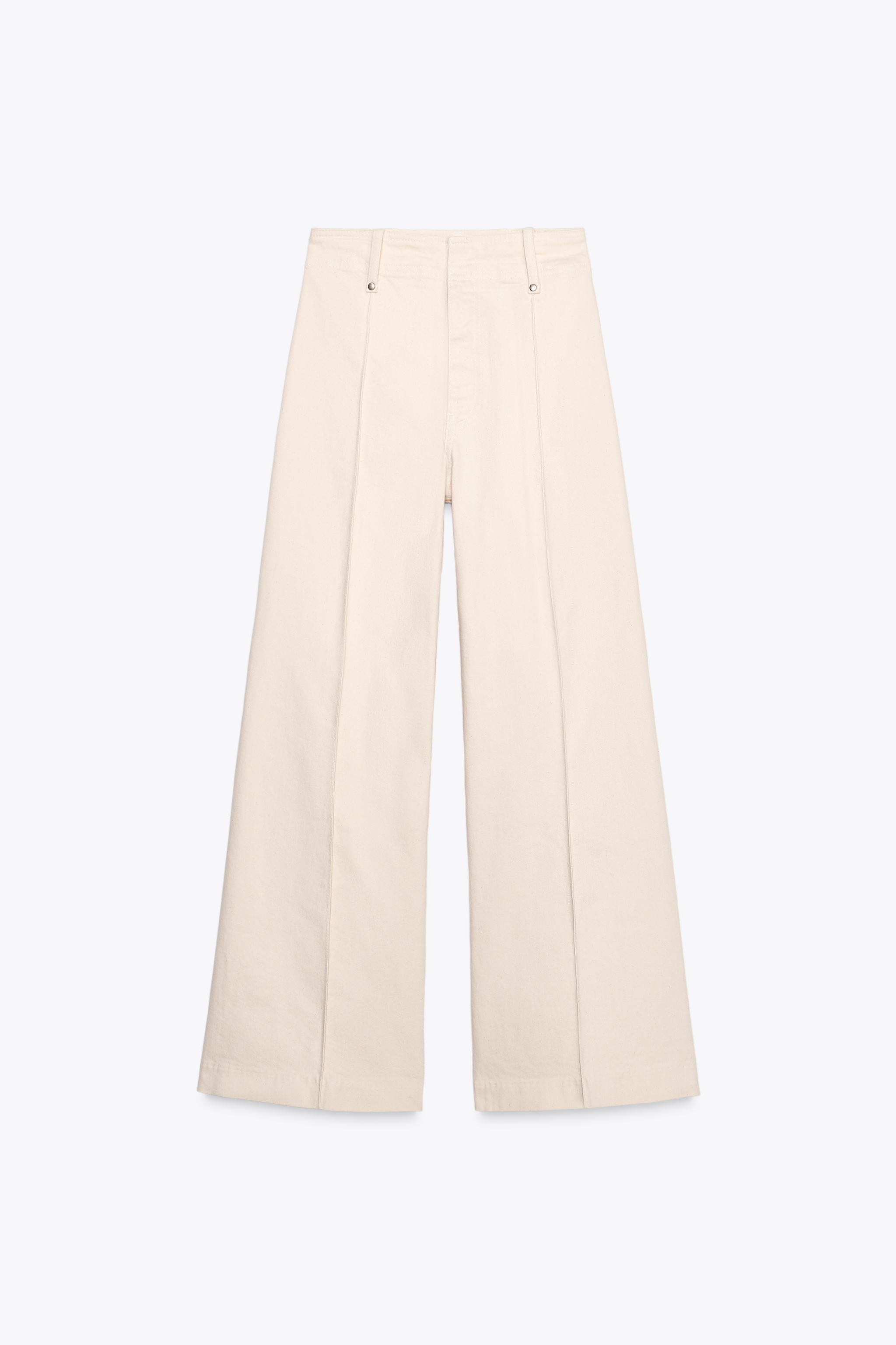 ☆ドイツ発*ZARA*新作*ハイウエストワイドパンツ/CAMEL☆ ZW COLLECTION WIDE-LEG ハイライズ デニムパンツ - サンド