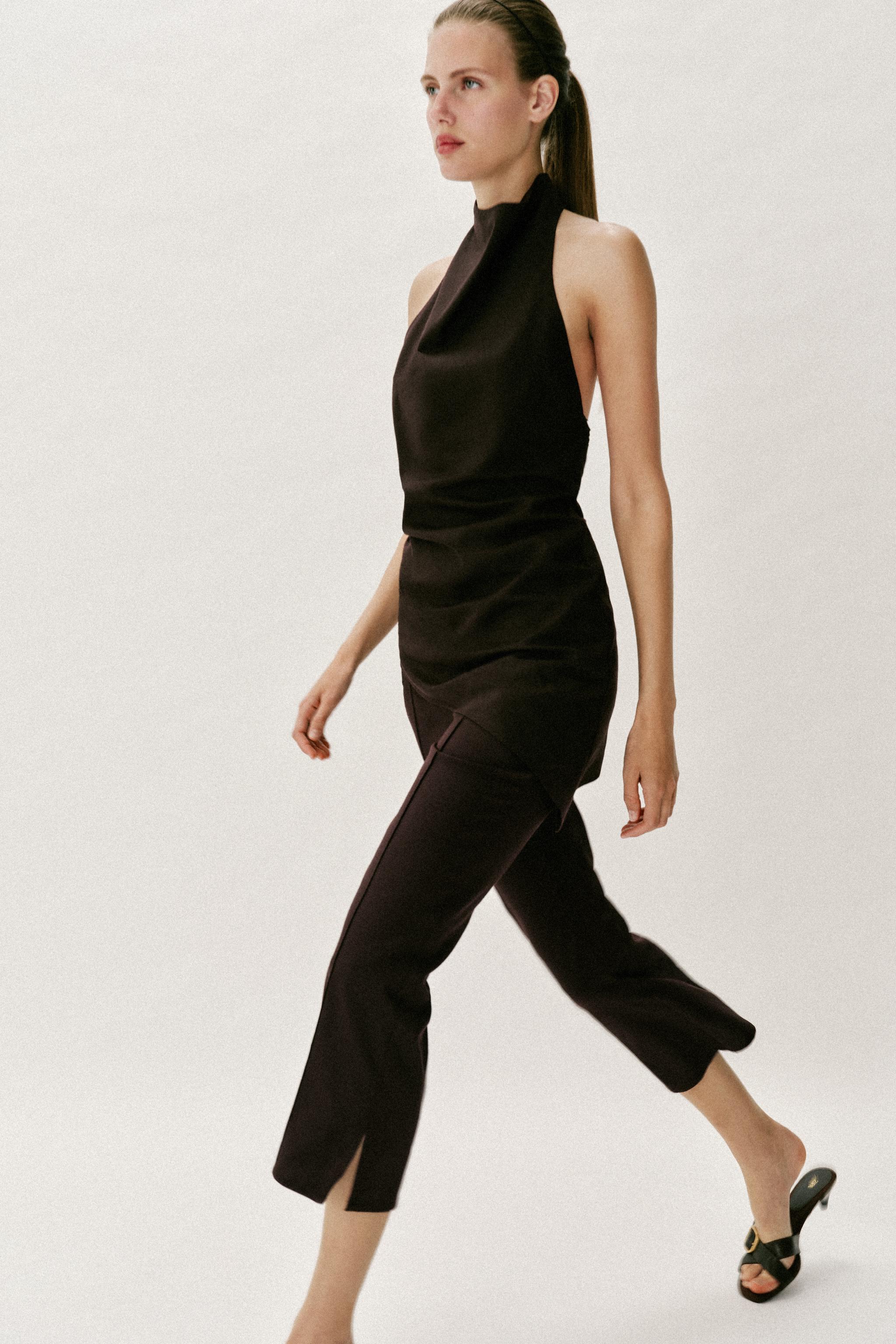 PANTALON MINI FLARE AVEC LIN