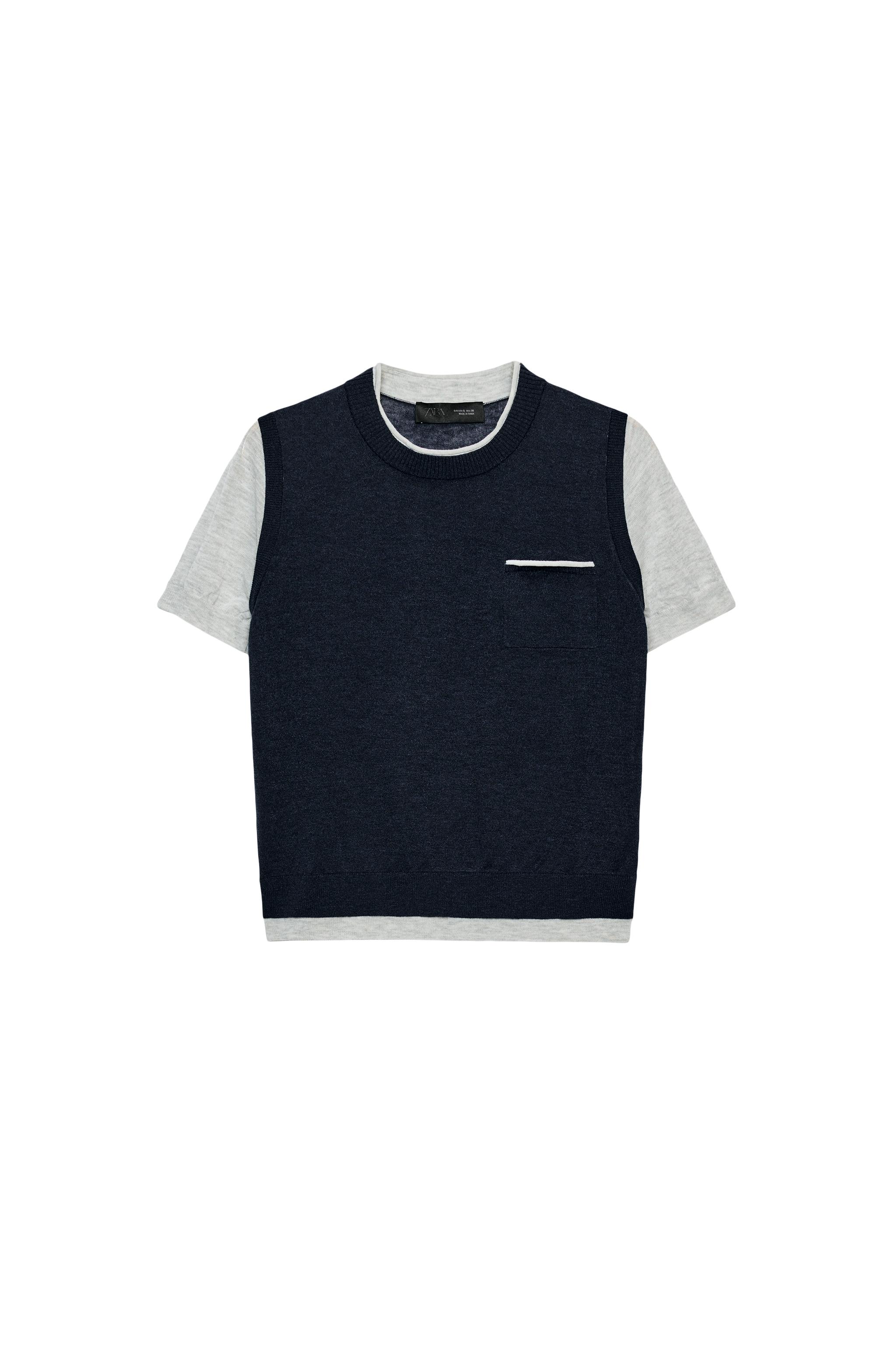 コントラストニットトップス - グレー/ブルー | ZARA Japan / 日本